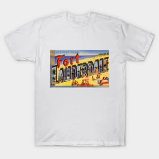 Greetings from Fort Lauderdale Florida, Vintage Large Letter Postcard T-Shirt